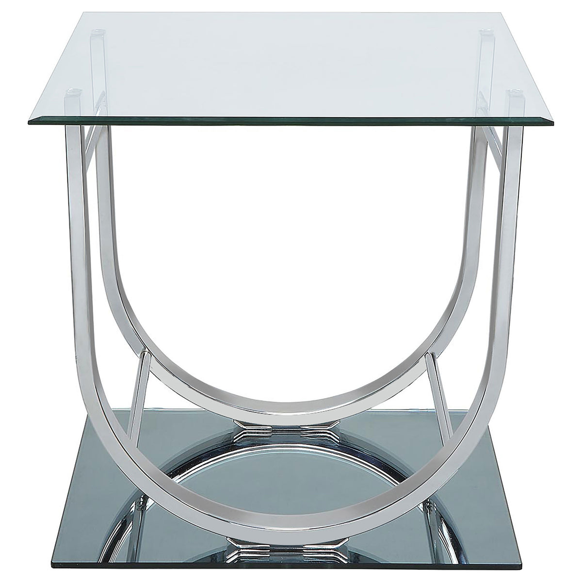 Danville Rectangular U-Shaped Glass Top Side End Table Chrome