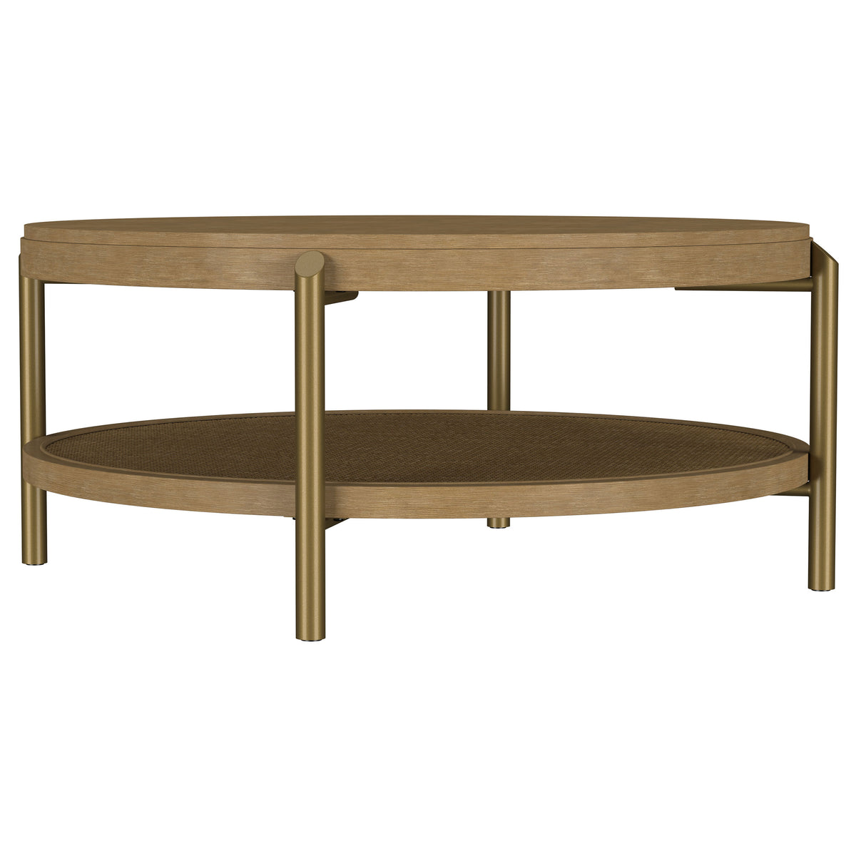 Arini Round Coffee Table With Storage Shelf - Sand Wash