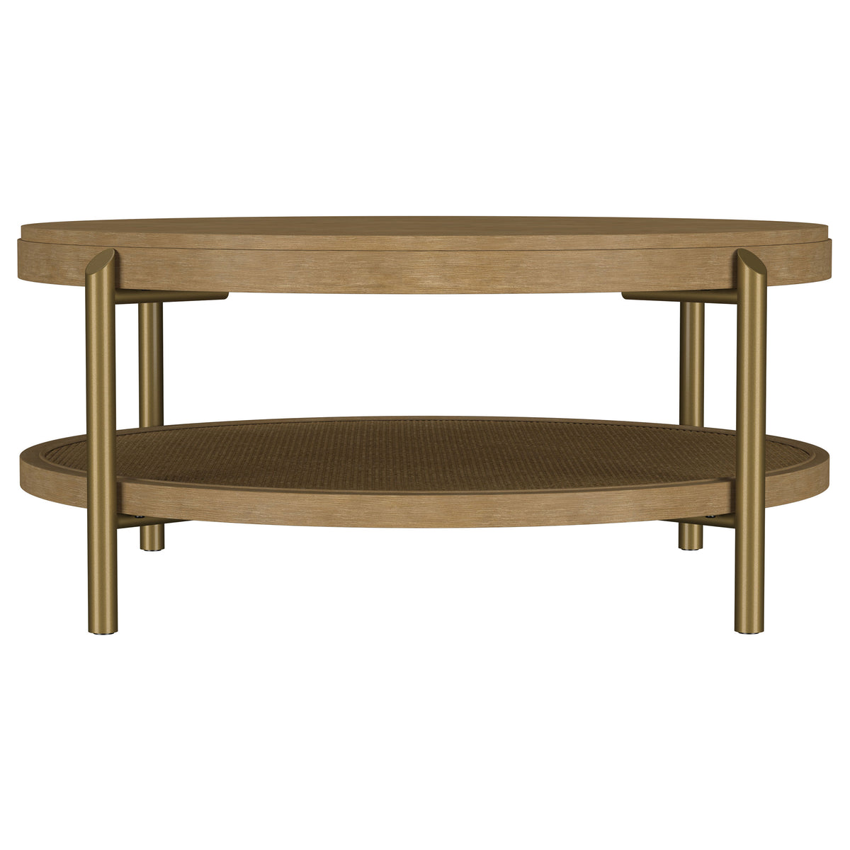 Arini Round Coffee Table With Storage Shelf - Sand Wash