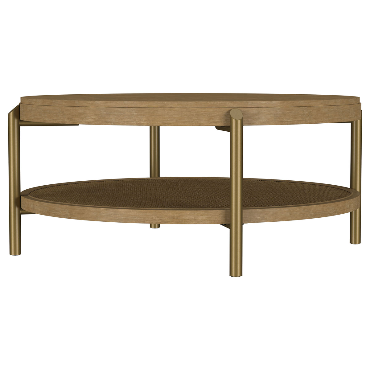 Arini Round Coffee Table With Storage Shelf - Sand Wash
