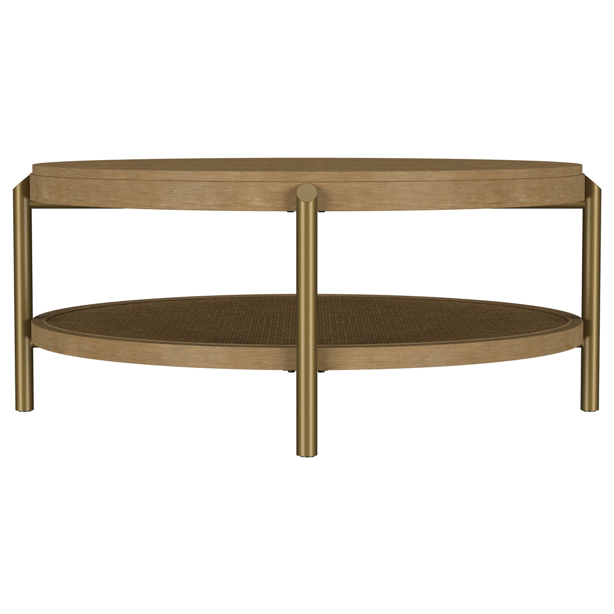 Arini Round Coffee Table With Storage Shelf - Sand Wash