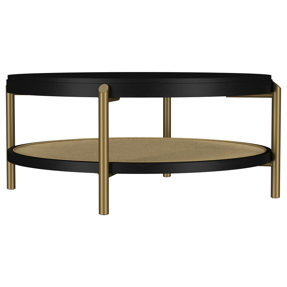 Arini Round Coffee Table With Storage Shelf - Black