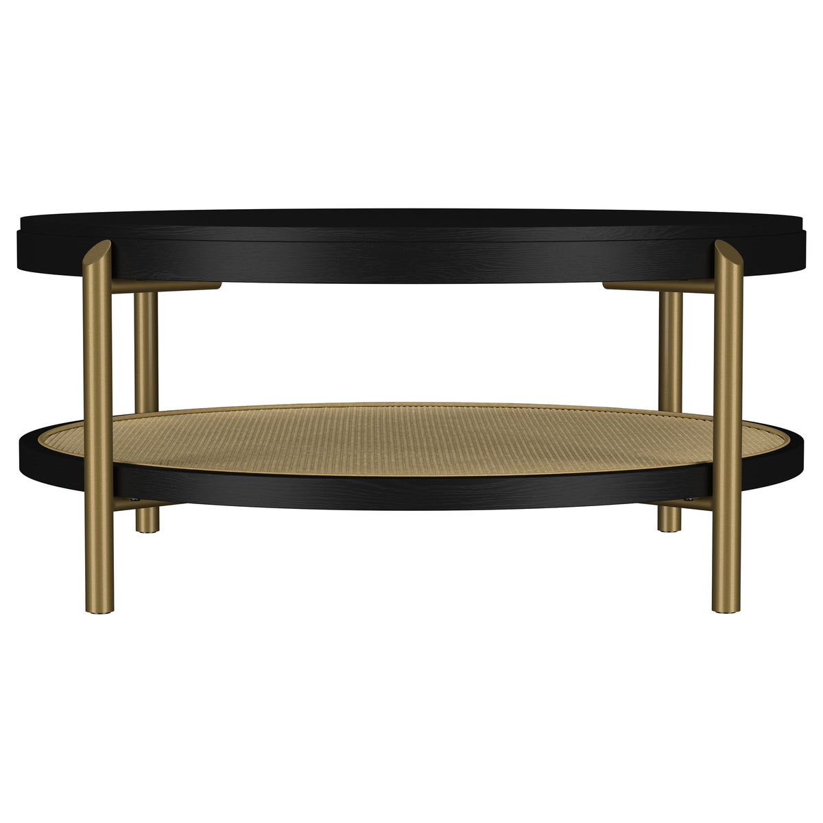 Arini Round Coffee Table With Storage Shelf - Black