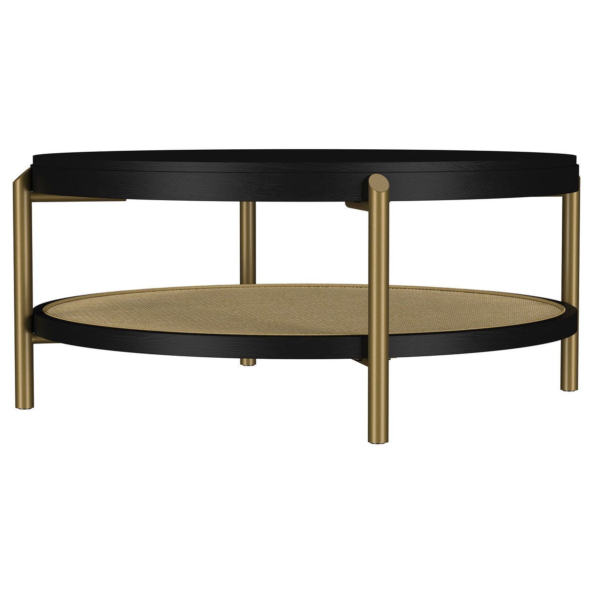 Arini Round Coffee Table With Storage Shelf - Black
