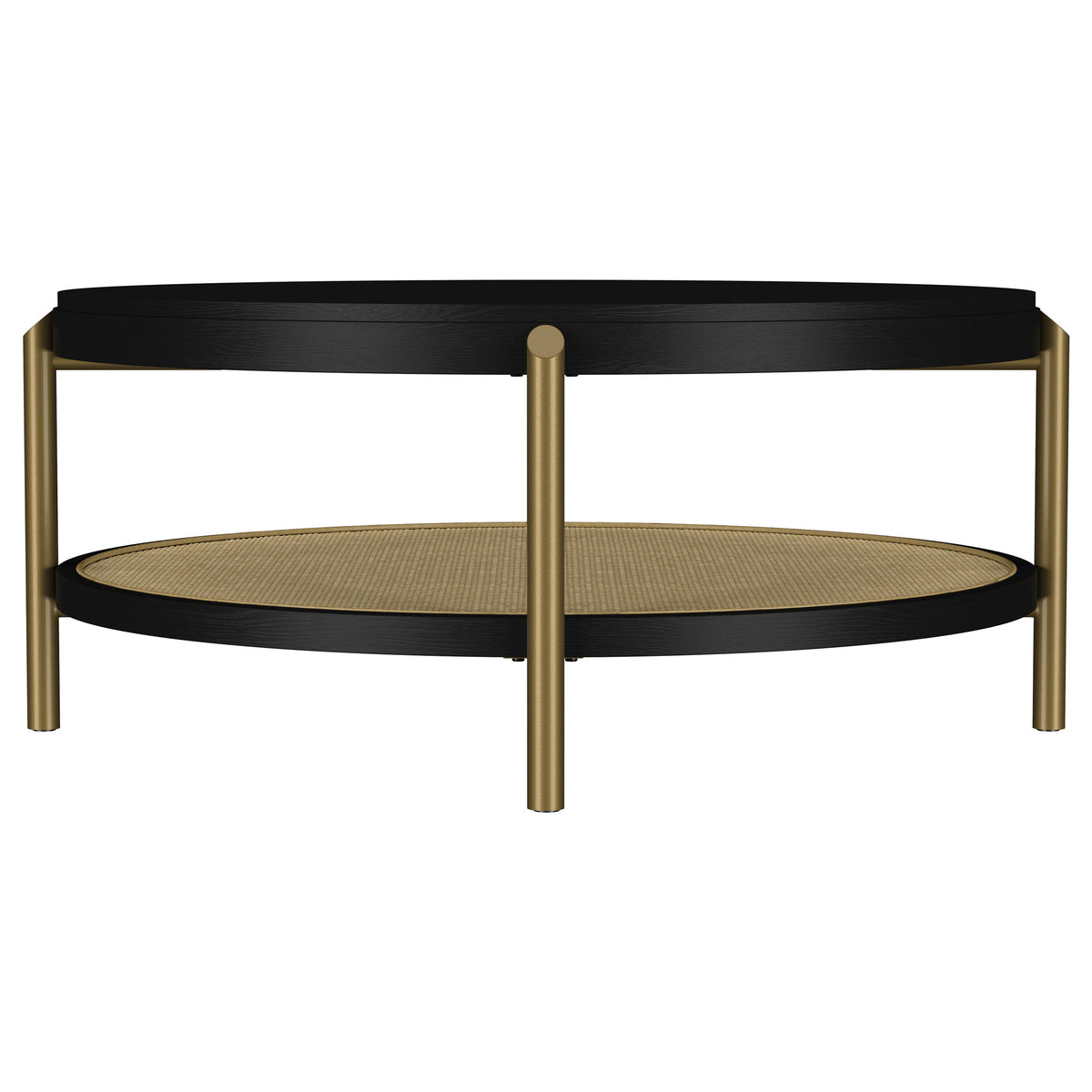 Arini Round Coffee Table With Storage Shelf - Black