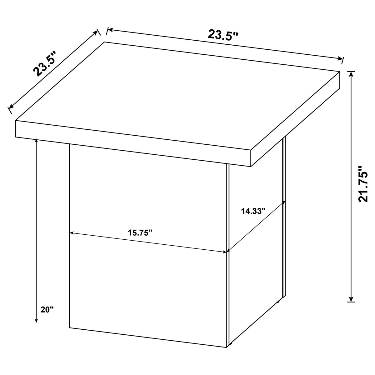 Devar Square Engineered Laminate End Side Table Black