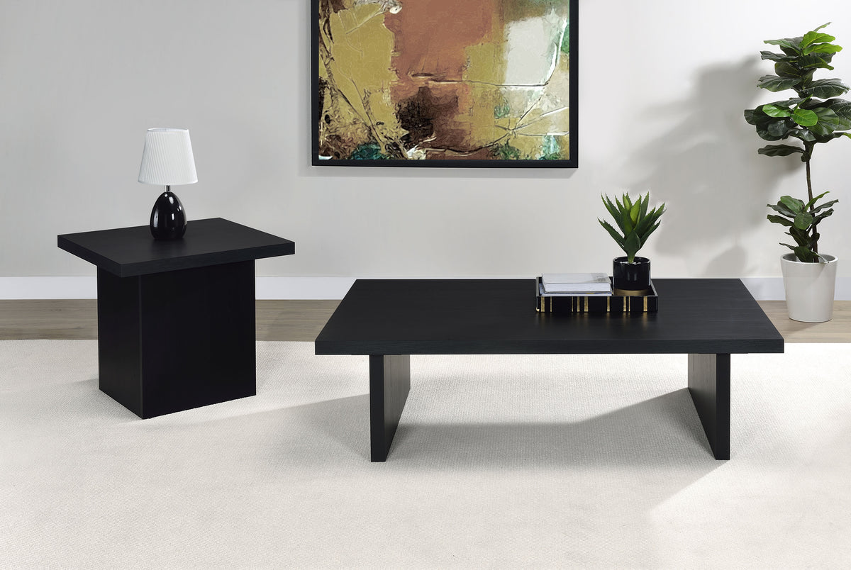 Devar Square Engineered Laminate End Side Table Black