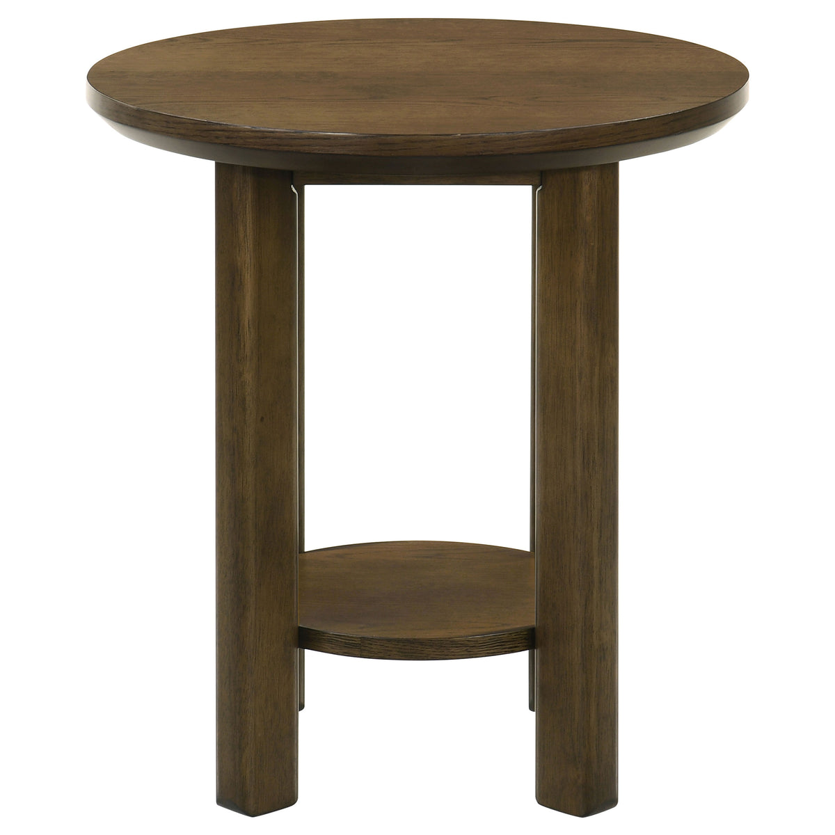 Ottowa 22-Inch Round Wood Side End Table with Shelf Brown