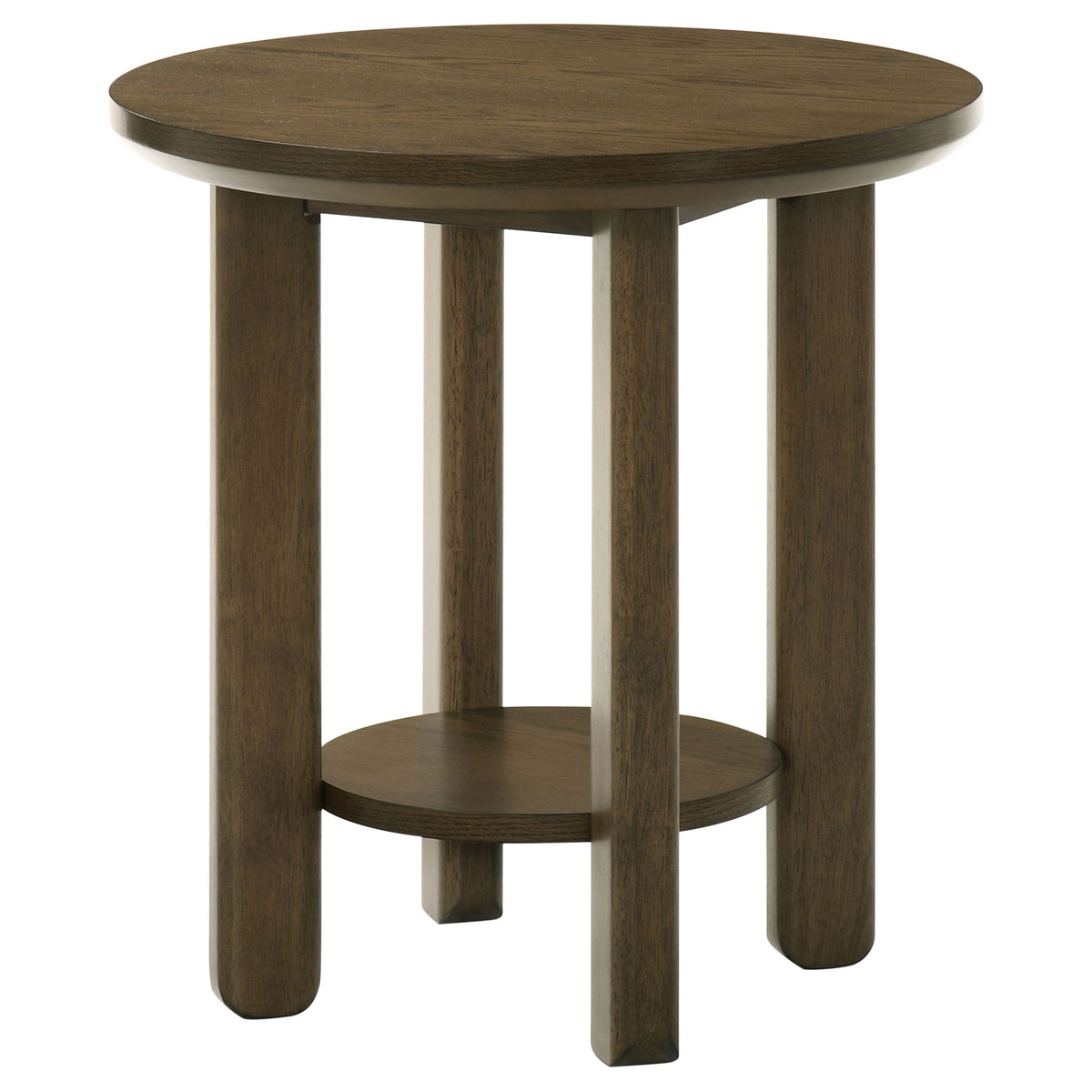 Ottowa 22-Inch Round Wood Side End Table with Shelf Brown