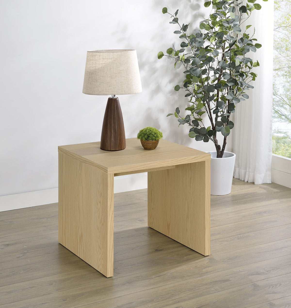 Canoga Engineered Wood Accent Side End Table - Light Oak