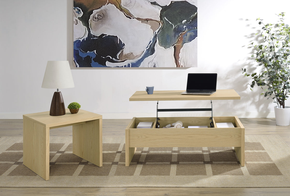 Canoga Engineered Wood Accent Side End Table - Light Oak