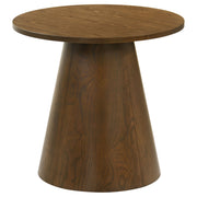 Franklin Round Wood Pedestal Side End Table Dark Brown