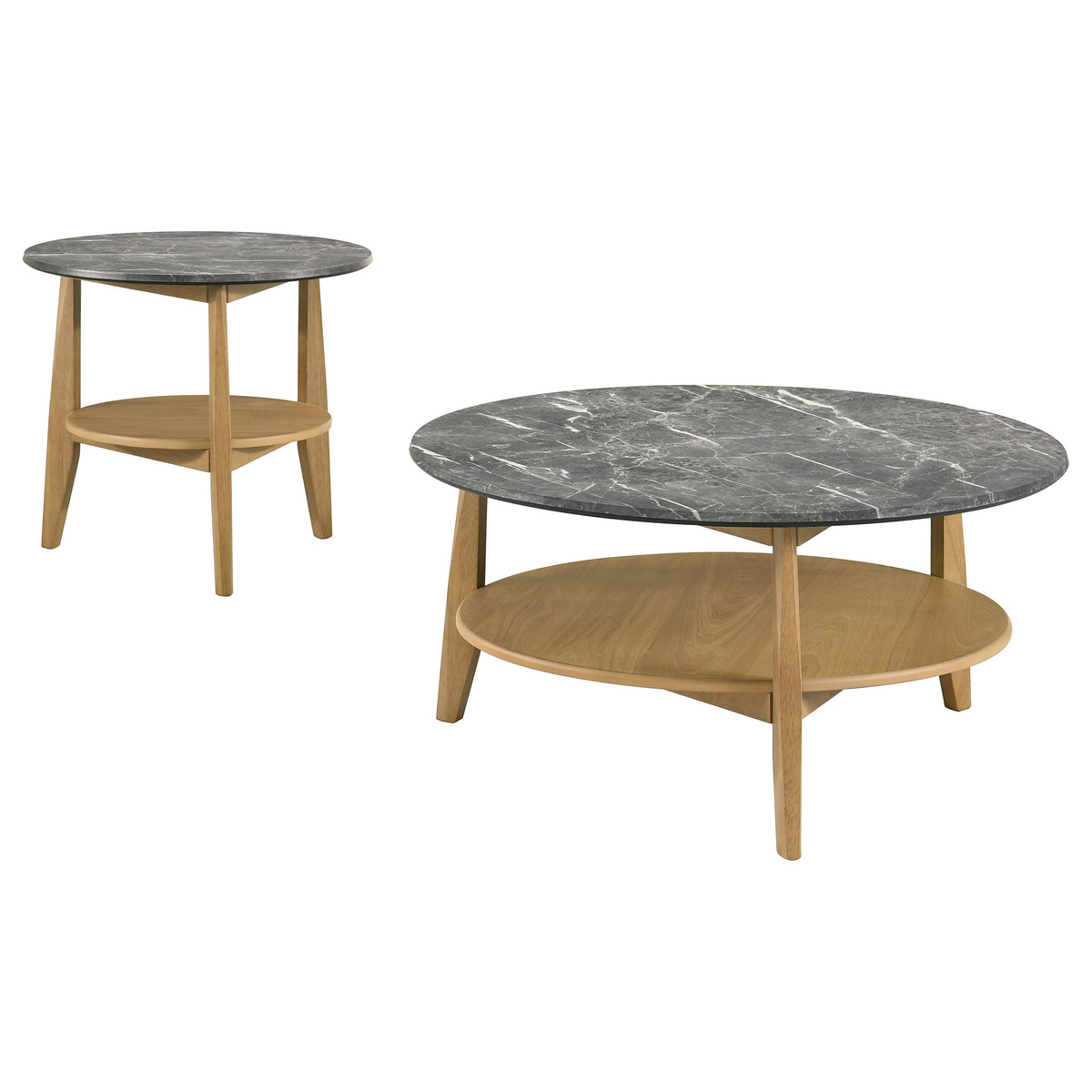 Bradley 2-Piece Round SmartTop™ Coffee Table Set Grey - Grey and Natural