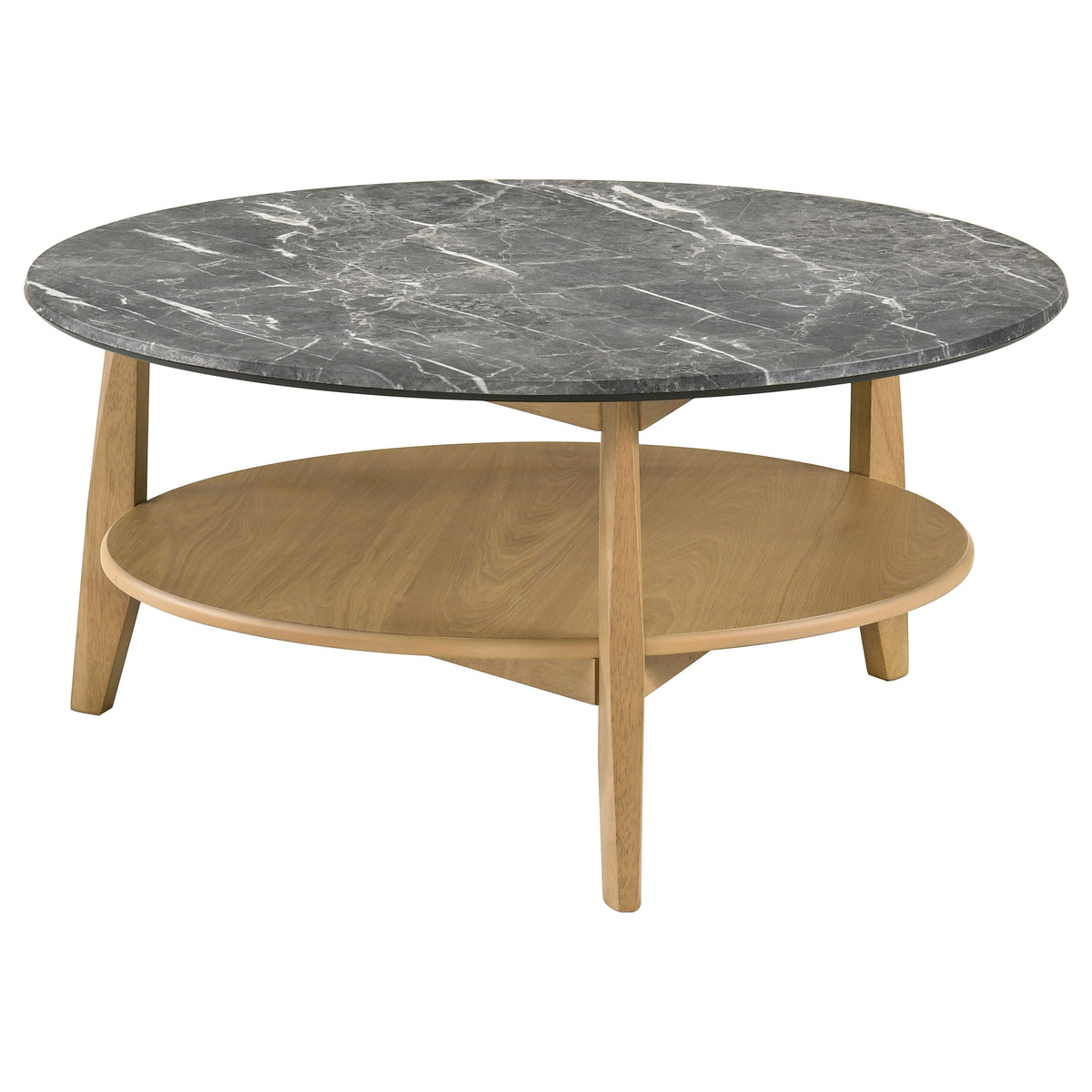 Bradley 2-Piece Round SmartTop™ Coffee Table Set Grey - Grey and Natural