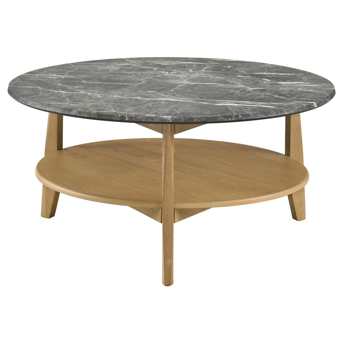 Bradley 2-Piece Round SmartTop™ Coffee Table Set Grey - Grey and Natural