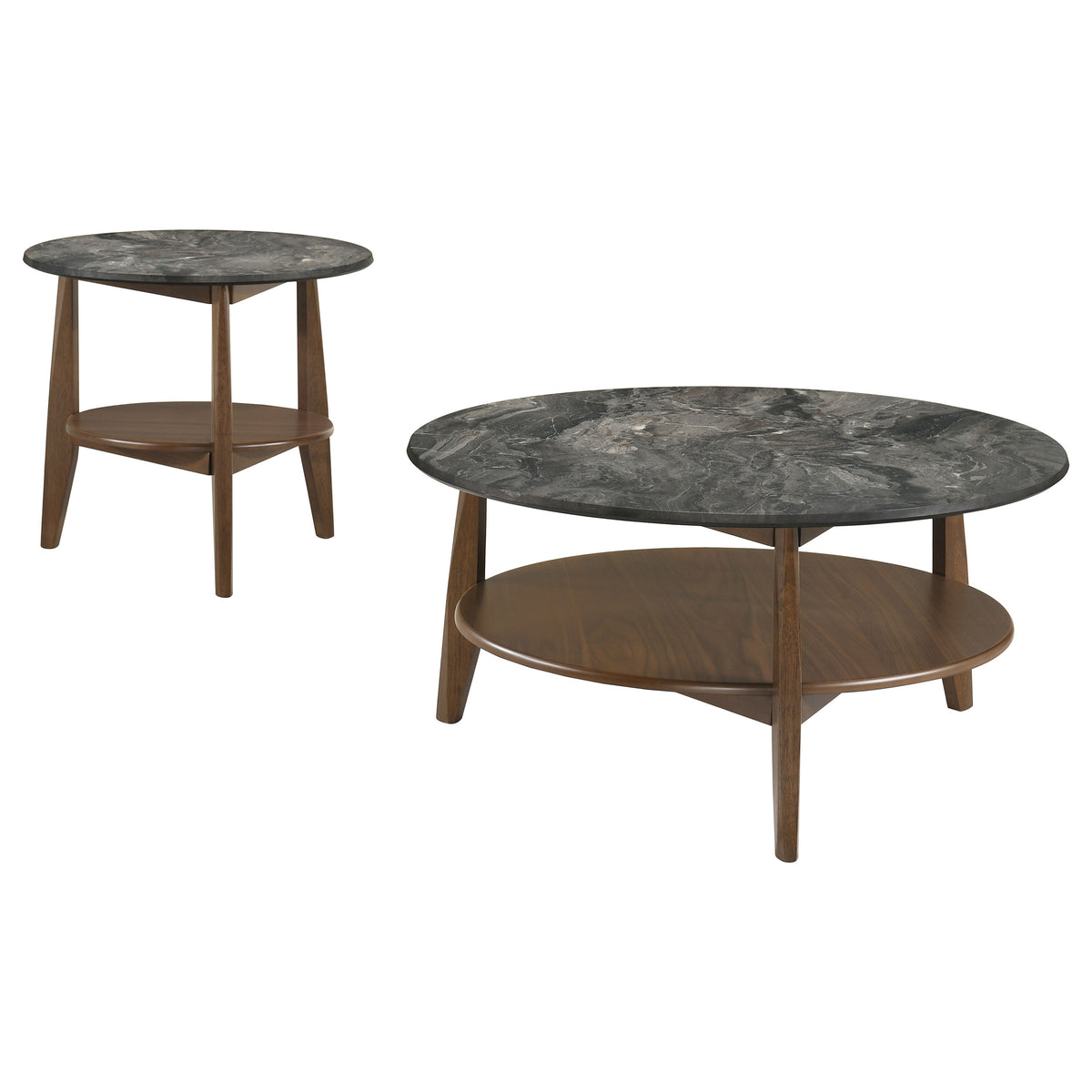 Bradley 2-Piece Round SmartTop™ Coffee Table Set Grey - Smokey Grey and Dark Brown