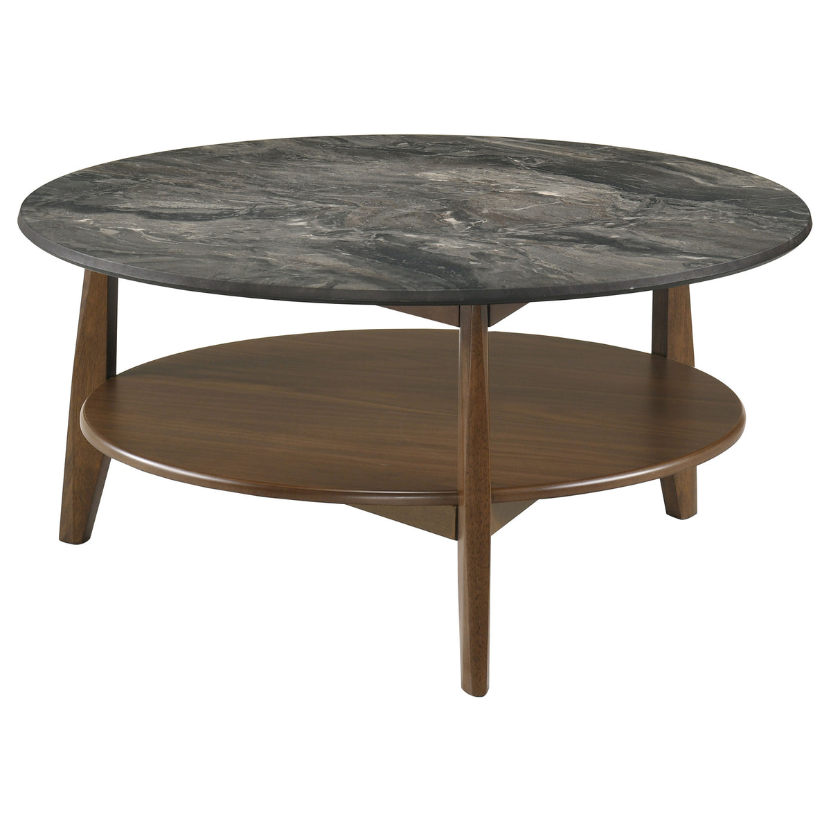 Bradley 2-Piece Round SmartTop™ Coffee Table Set Grey - Smokey Grey and Dark Brown