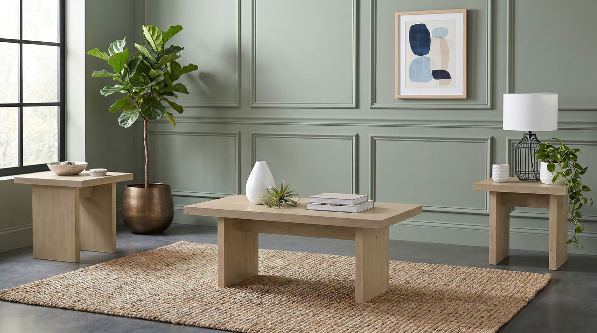 Decker Square Occasional Side End Table - Natural Oak