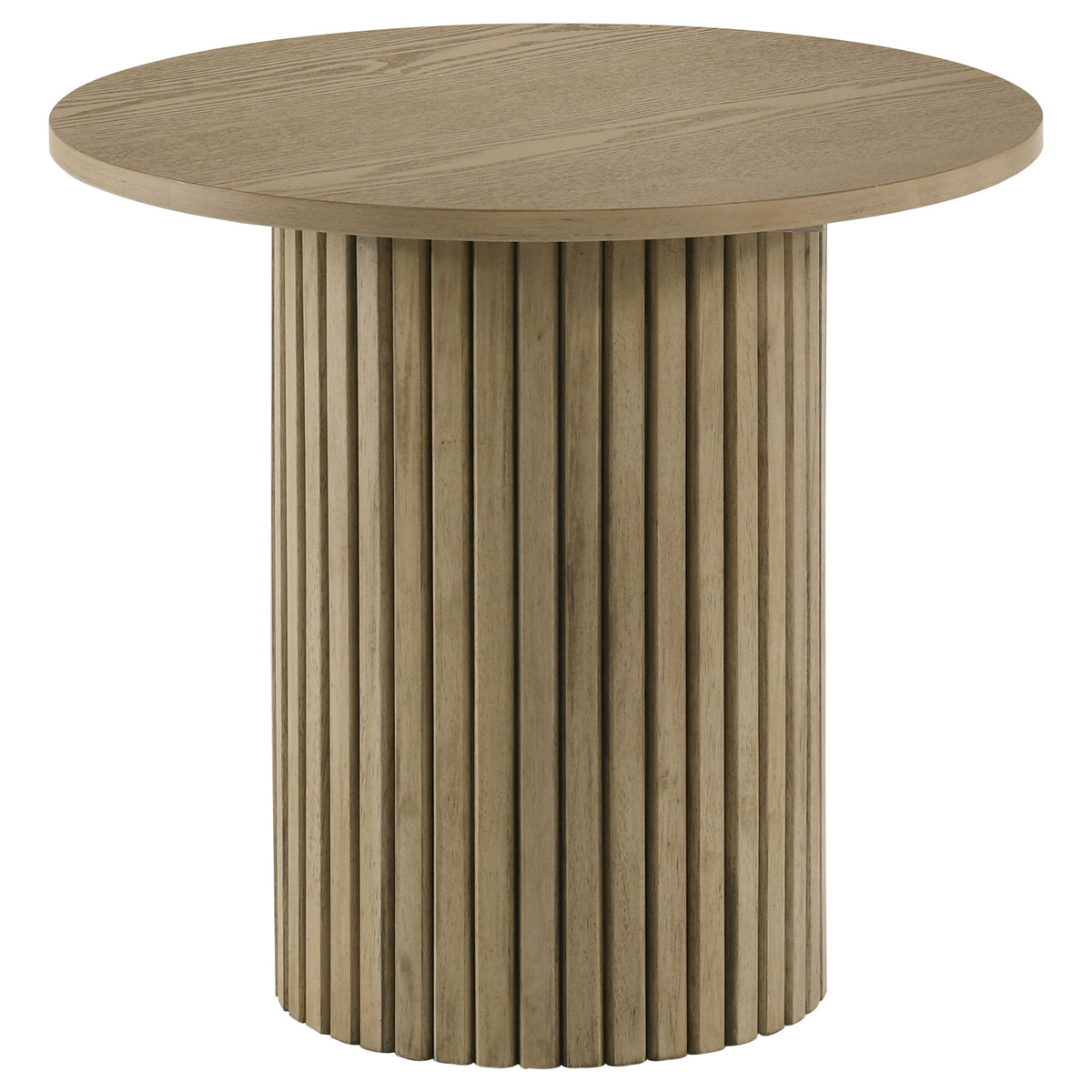 Hamlyn 3-piece Round Fluted Coffee and End Table Set - Natural Oak