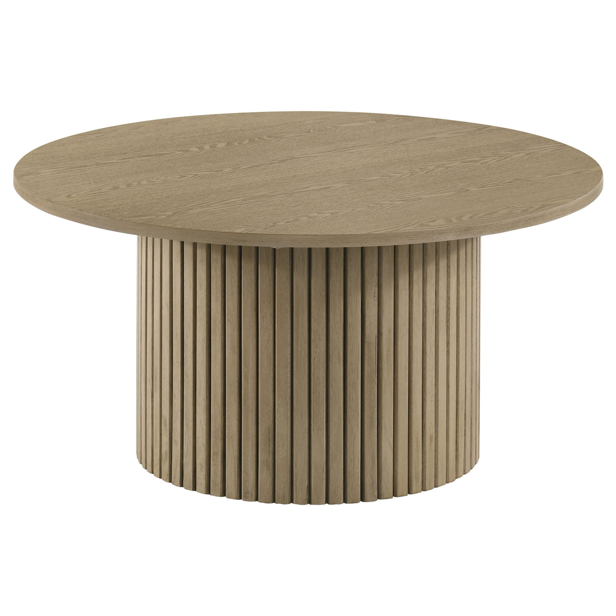 Hamlyn 3-piece Round Fluted Coffee and End Table Set - Natural Oak