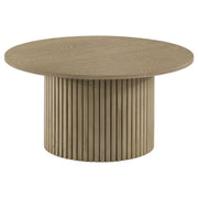 Hamlyn Round Fluted Occasional Cocktail Coffee Table - Natural Oak