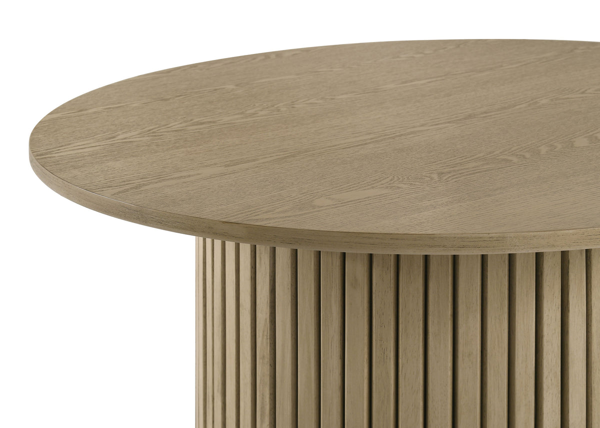Hamlyn Round Fluted Occasional Cocktail Coffee Table - Natural Oak