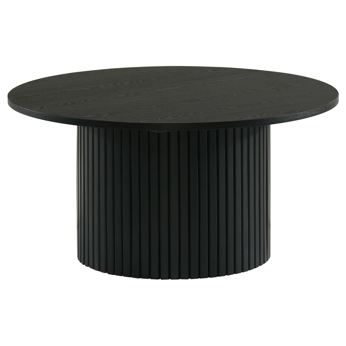 Hamlyn Round Fluted Occasional Cocktail Coffee Table - Black