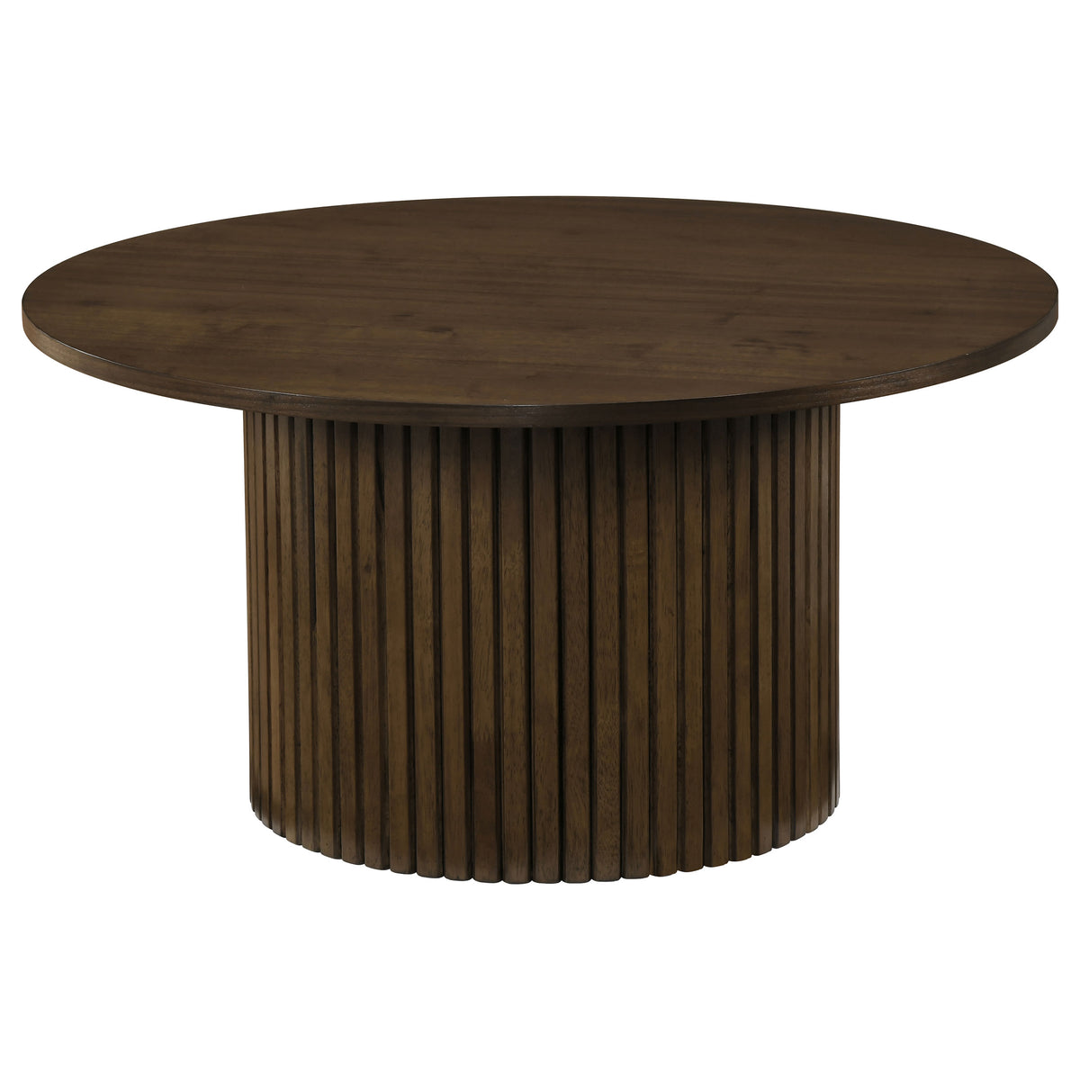 Hamlyn Round Fluted Occasional Cocktail Coffee Table - Walnut