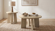 Strouse 2-Piece Round Coffee and End Table Set - Natural Oak