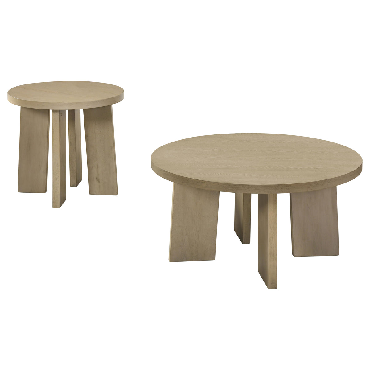 Strouse 2-Piece Round Coffee and End Table Set - Natural Oak
