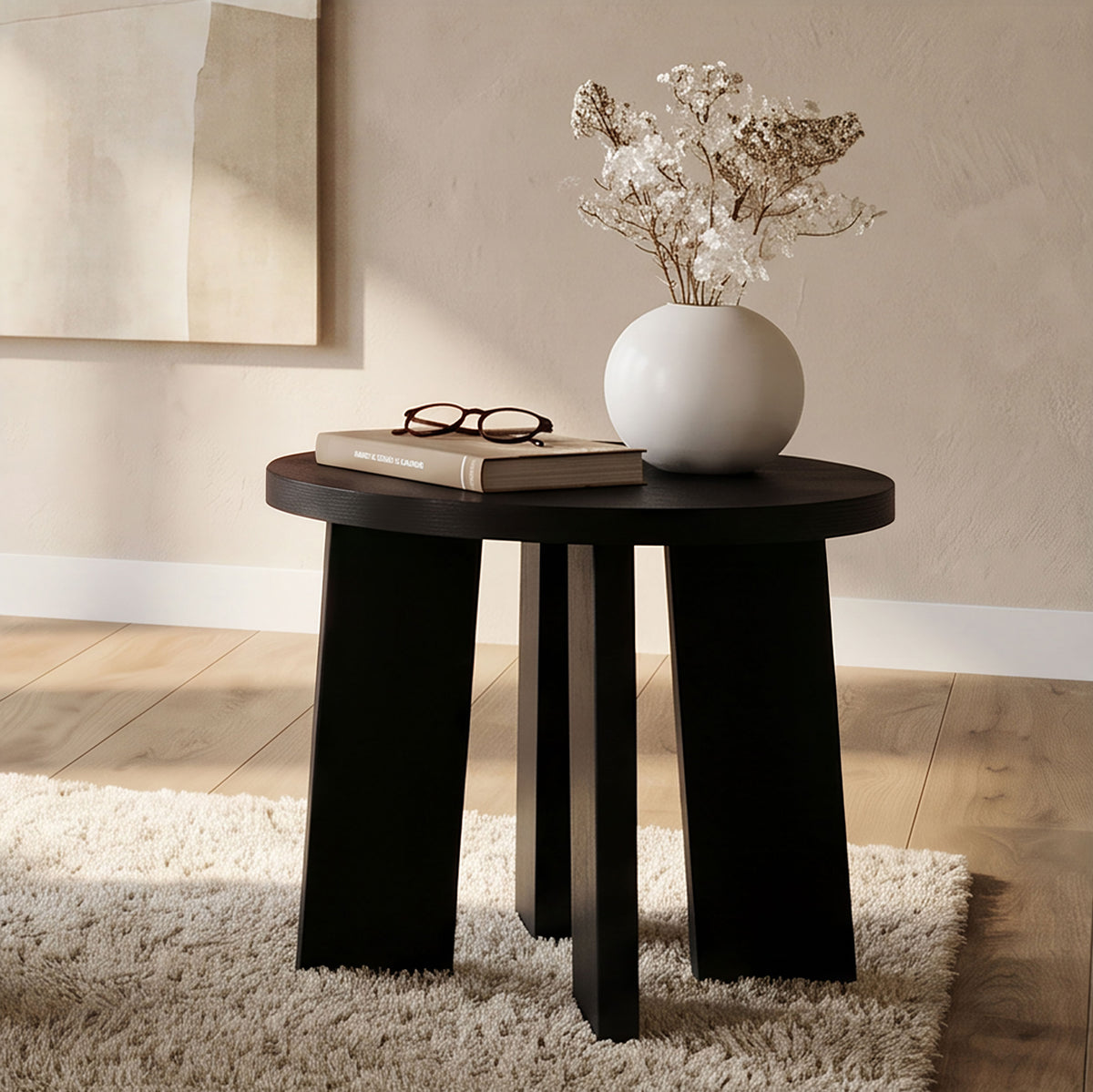 Strouse Contemporary Round End Table - Black