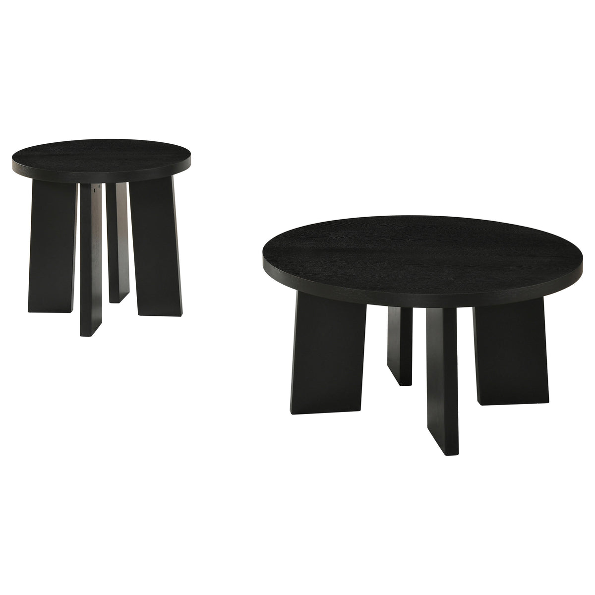 Strouse 2-Piece Round Coffee and End Table Set - Black
