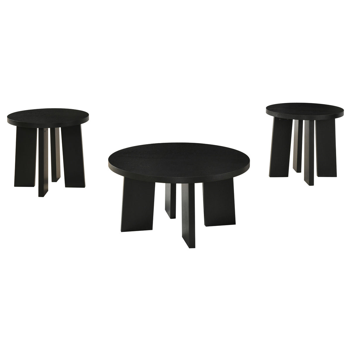 Strouse 3-Piece Round Coffee and End Table Set - Black
