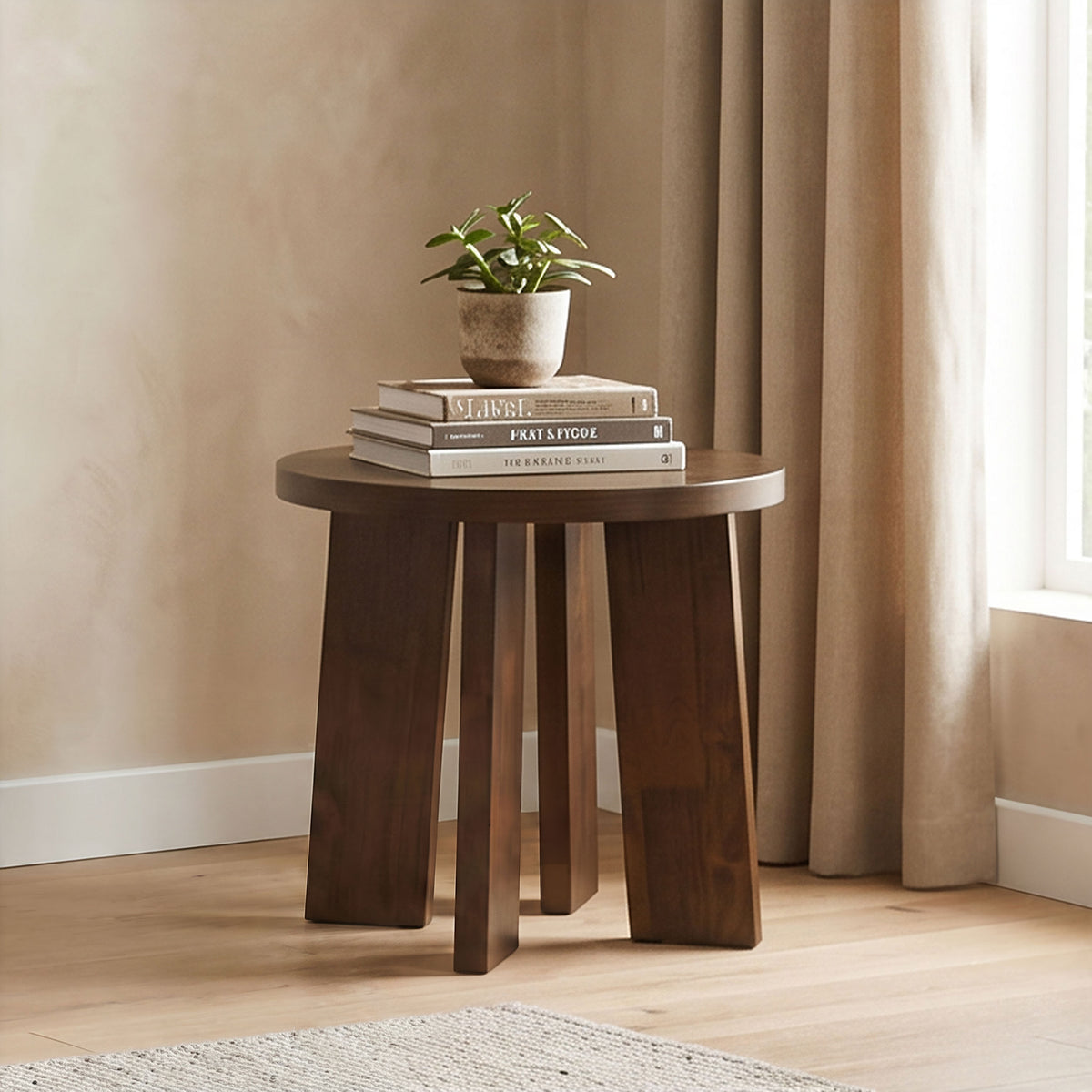 Strouse Contemporary Round End Table - Walnut