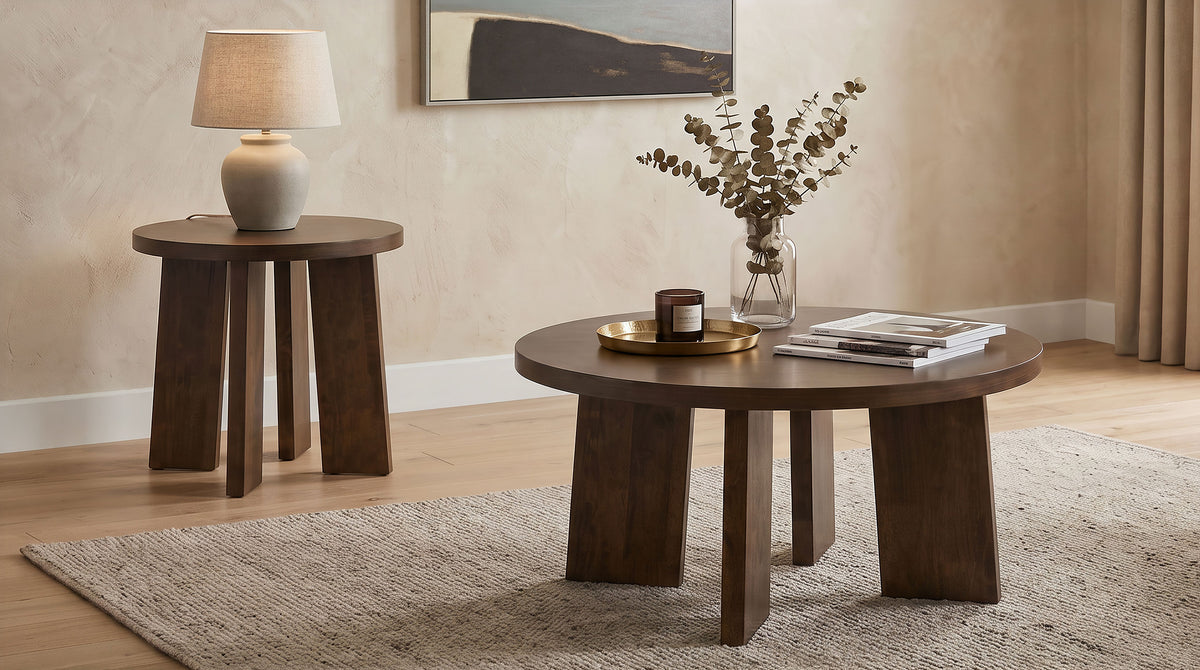 Strouse Contemporary Round End Table - Walnut