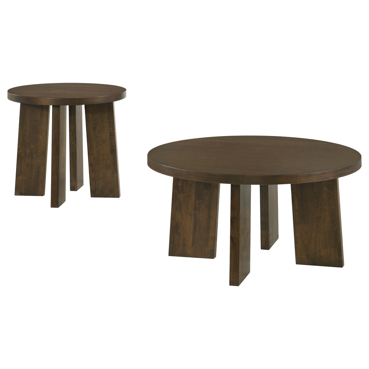 Strouse 2-Piece Round Coffee and End Table Set - Walnut