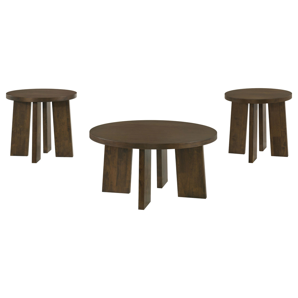 Strouse 3-Piece Round Coffee and End Table Set - Walnut