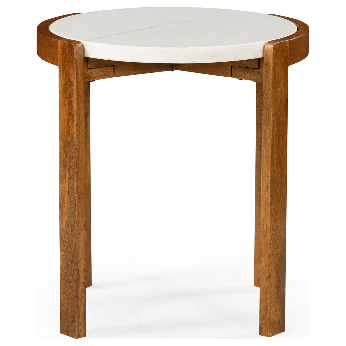 India End Table Brown and White