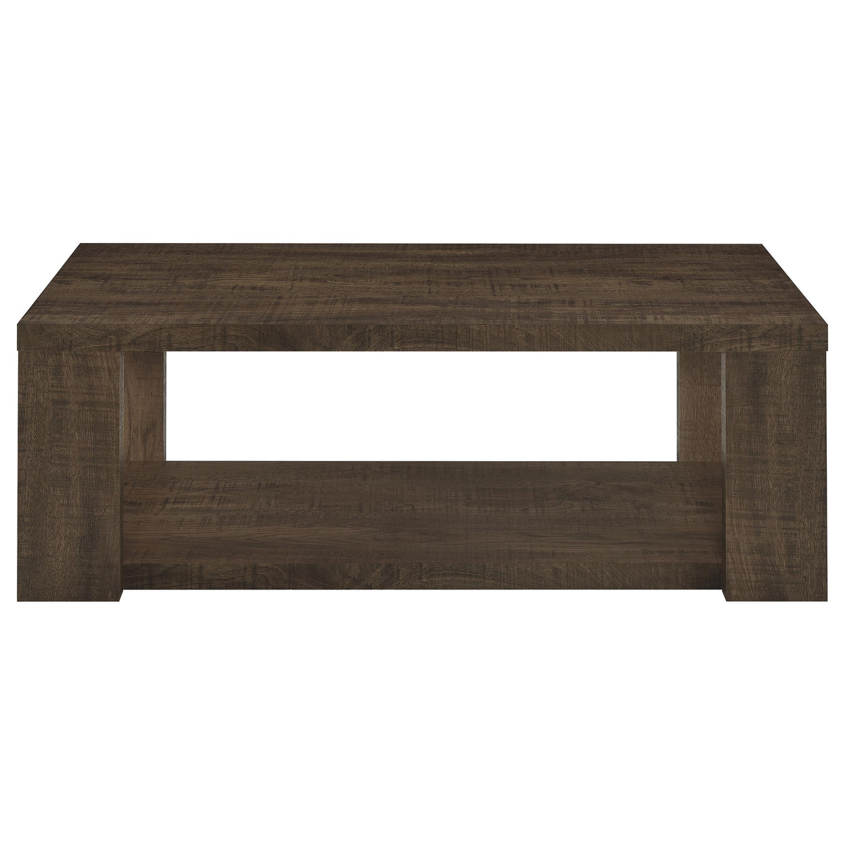 Pavone 2-Piece Coffee and End Table Set with Open Shelves Dark Rustic Mango