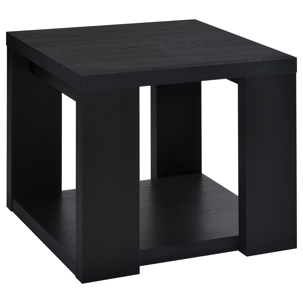 Pavone 2-Piece Transitional Coffee and End Table Set with Shelves - Black