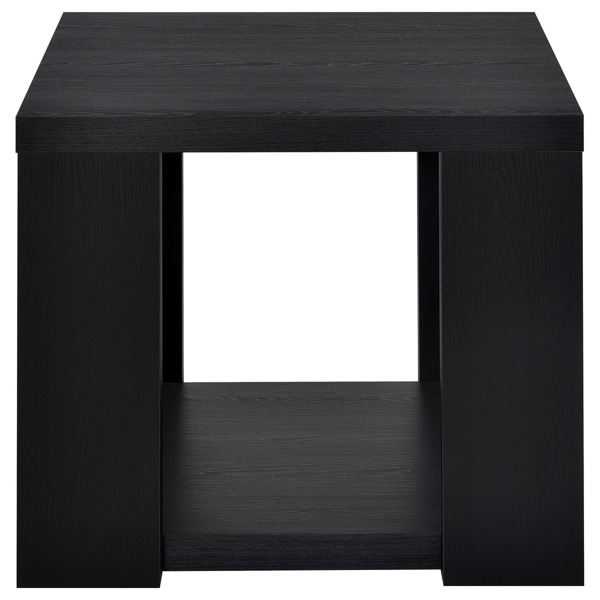 Pavone 2-Piece Transitional Coffee and End Table Set with Shelves - Black