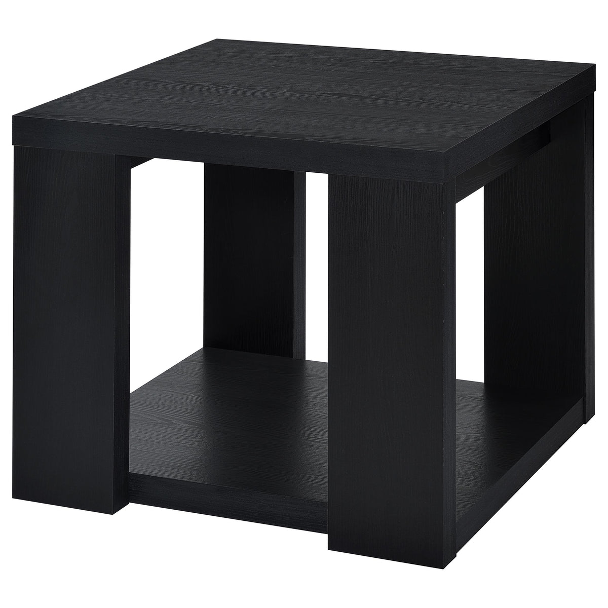 Pavone 2-Piece Transitional Coffee and End Table Set with Shelves - Black