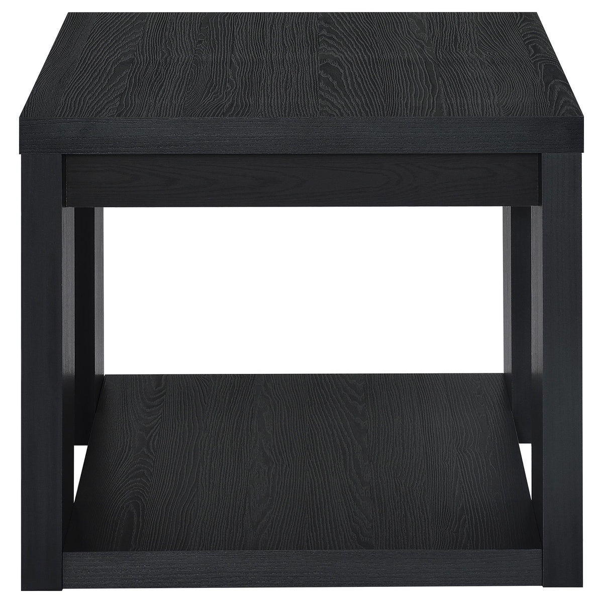 Pavone 2-Piece Transitional Coffee and End Table Set with Shelves - Black