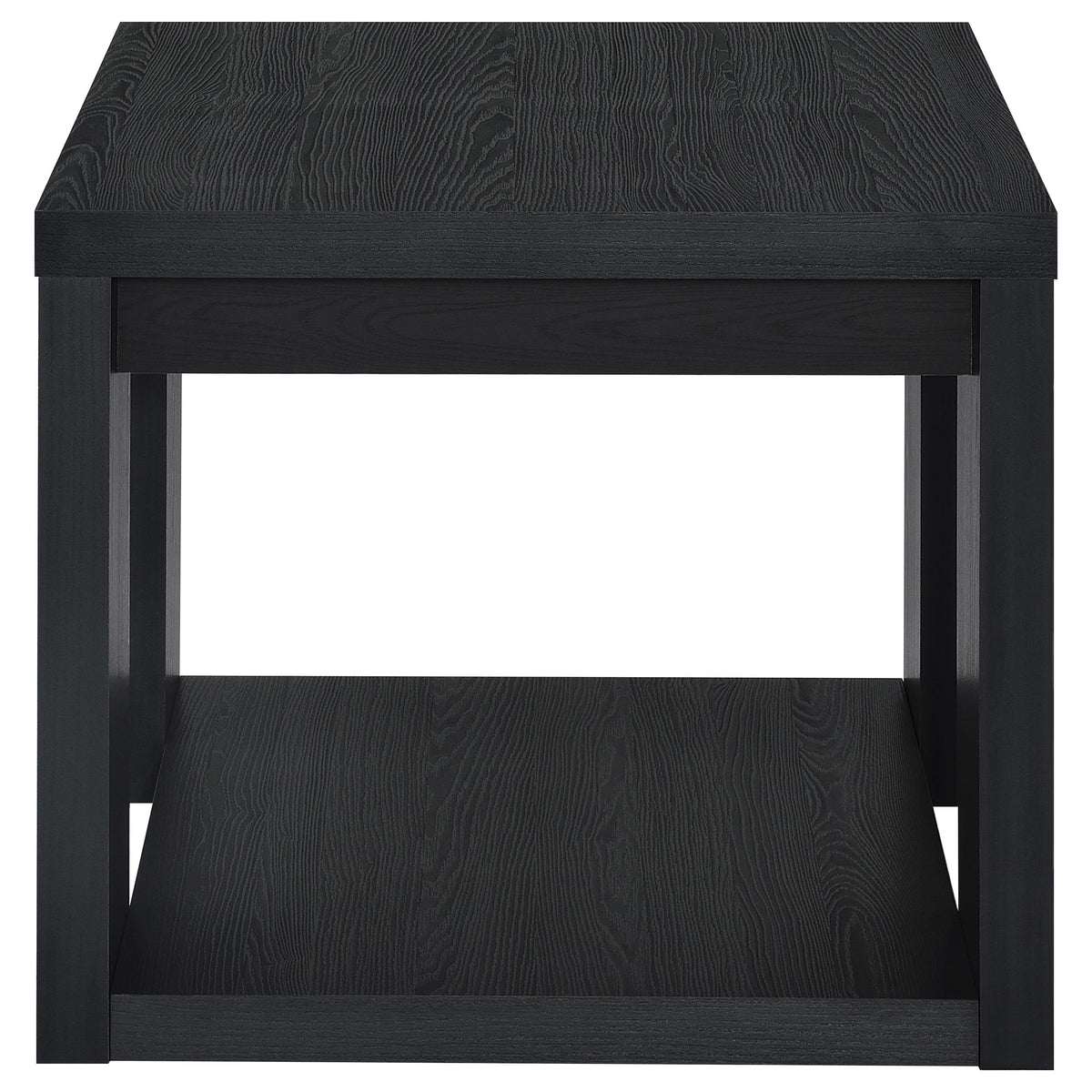 Pavone 2-Piece Transitional Coffee and End Table Set with Shelves - Black