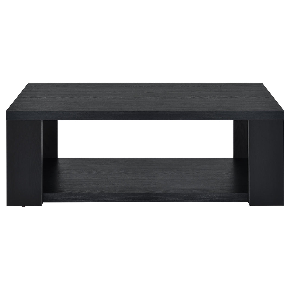 Pavone 2-Piece Transitional Coffee and End Table Set with Shelves - Black