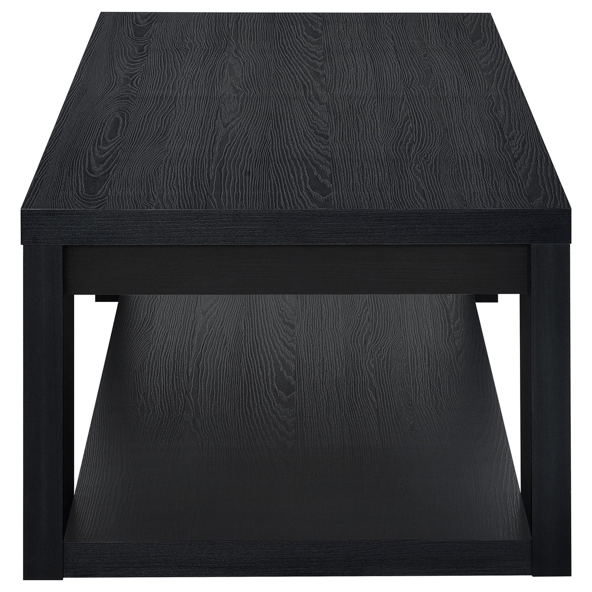Pavone 2-Piece Transitional Coffee and End Table Set with Shelves - Black