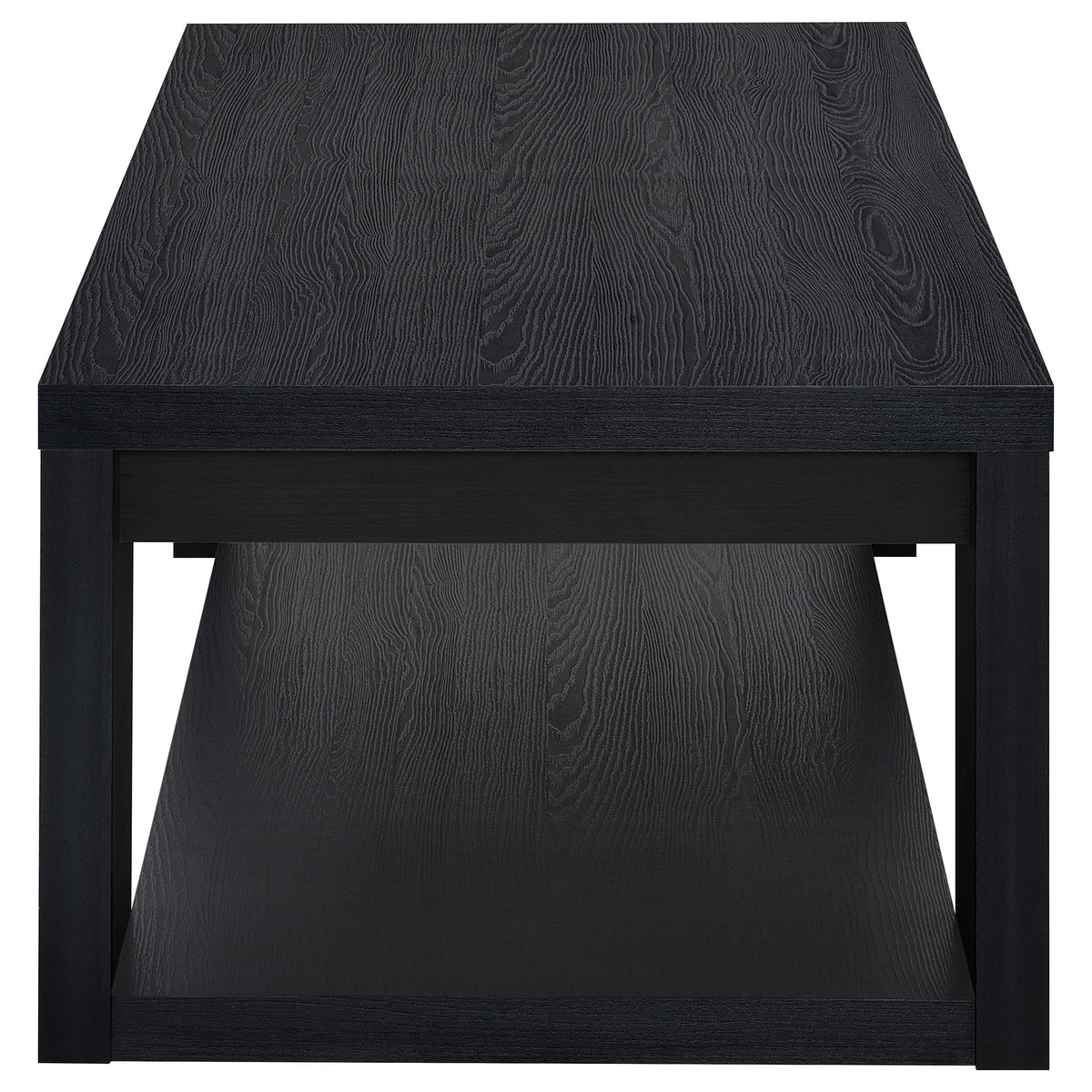 Pavone 2-Piece Transitional Coffee and End Table Set with Shelves - Black