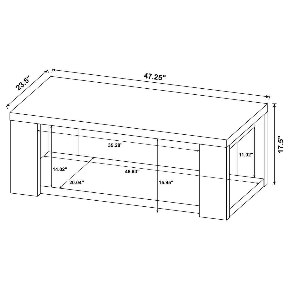 Pavone 2-Piece Transitional Coffee and End Table Set with Shelves - Black