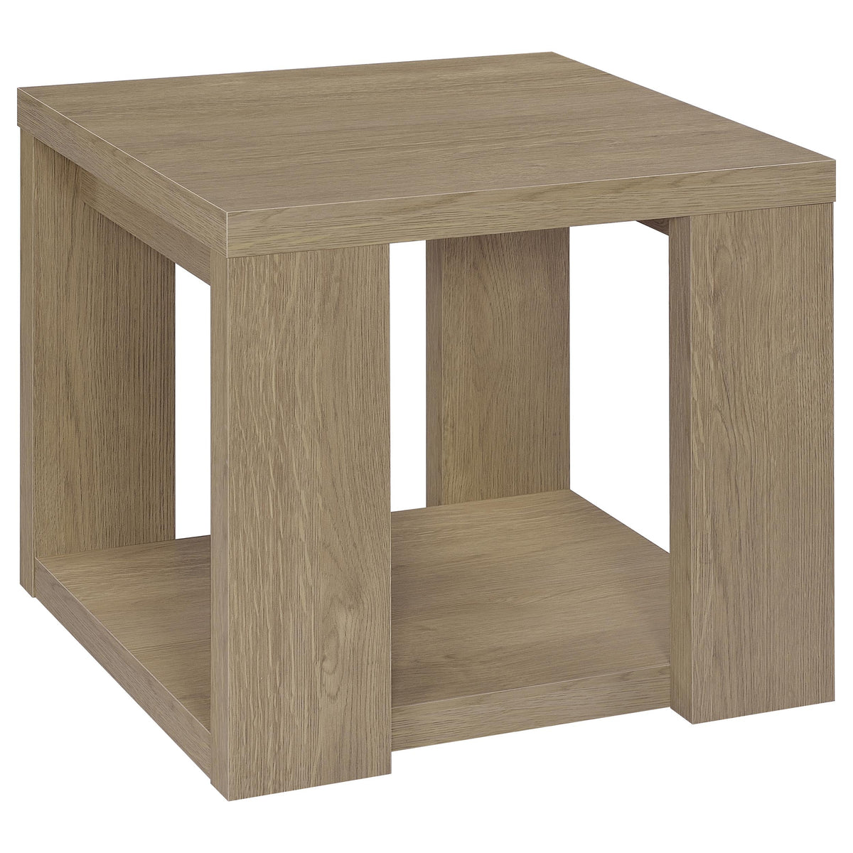 Pavone 2-Piece Transitional Coffee and End Table Set with Shelves - Latte