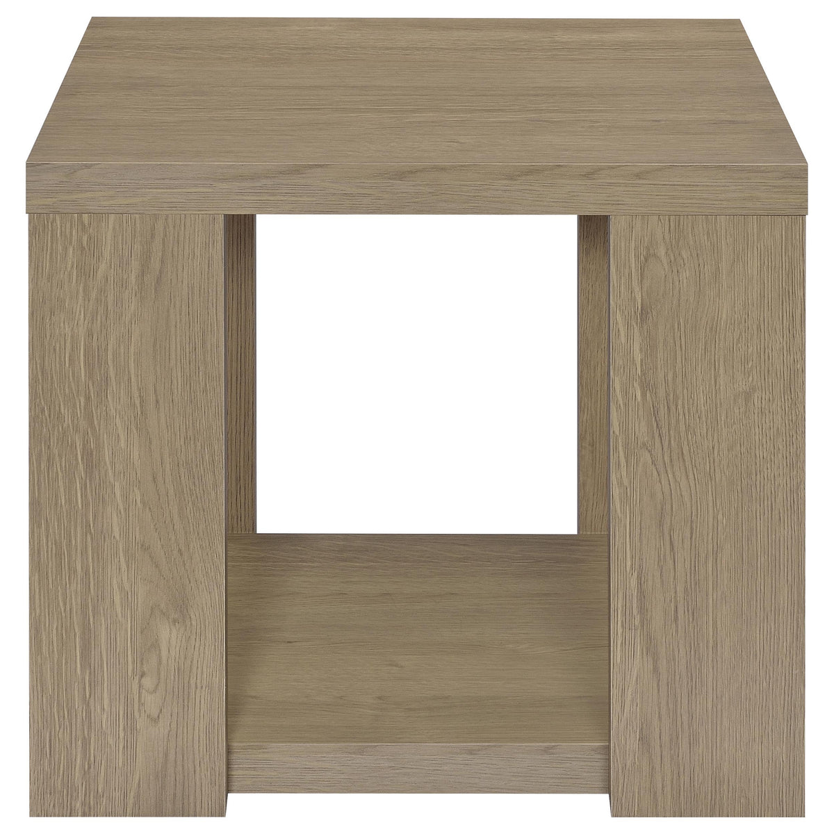 Pavone 2-Piece Transitional Coffee and End Table Set with Shelves - Latte